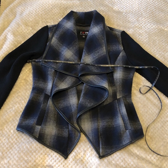 Navy Blue and Gray Sweater Jacket - Picture 9 of 13